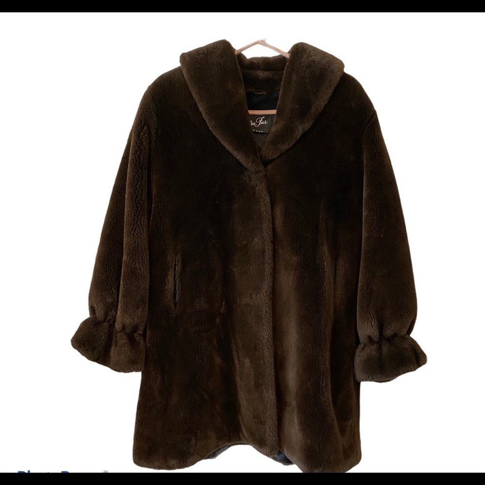 Ultra Fur Faux Fur Mocha Brown Knee length Coat